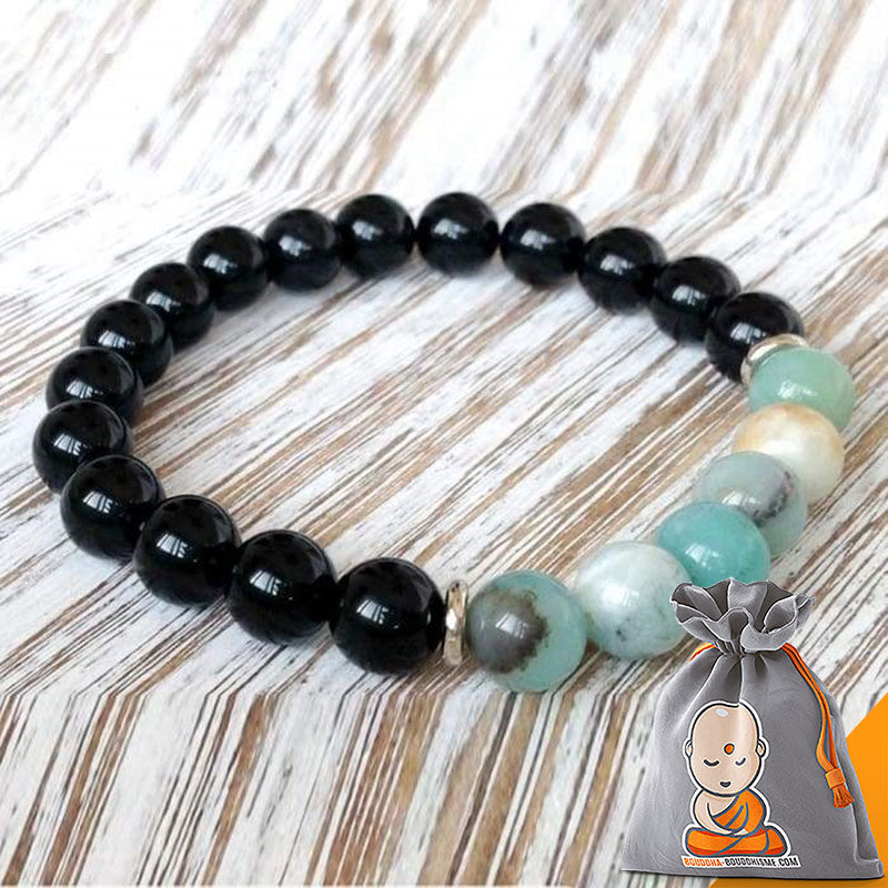 Bracelet "Courage" en Amazonite et Onyx Noir