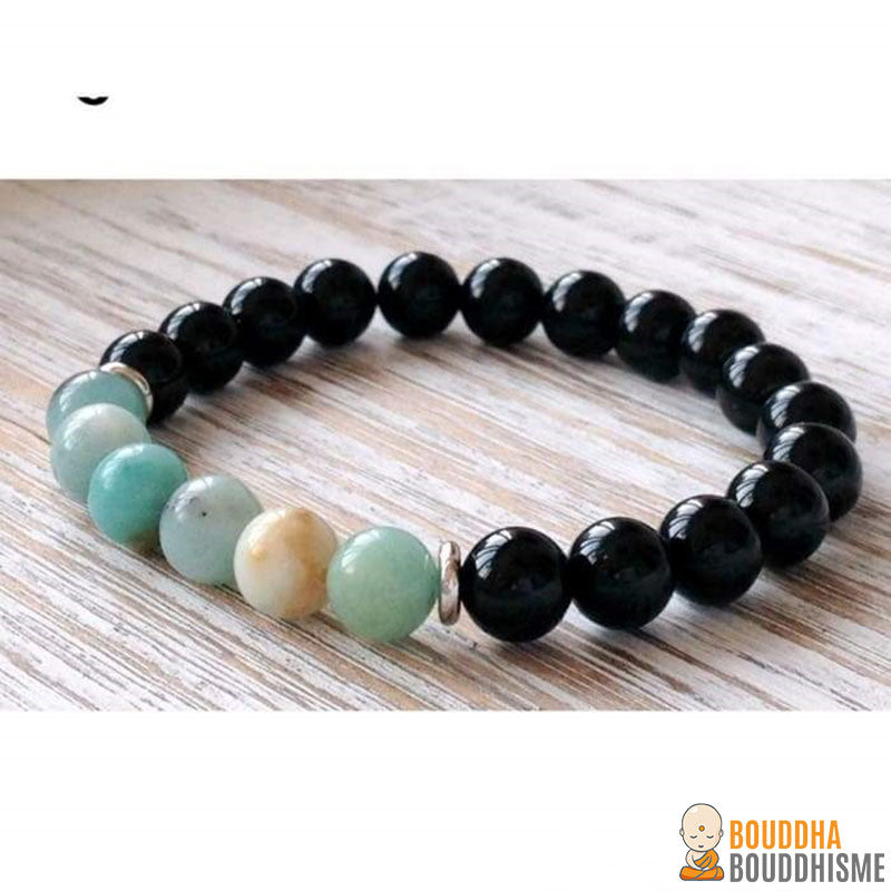 Bracelet "Courage" en Amazonite et Onyx Noir