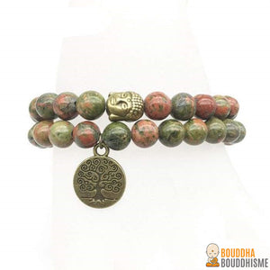 Double Bracelet "Moment Présent" en Unakite