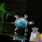 Pendentif "Tortue des Atlantes" en Larimar et Argent 925