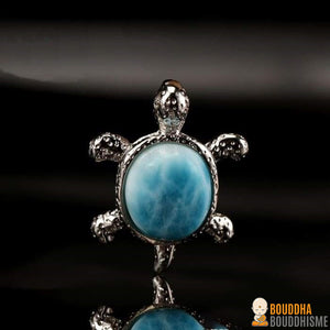 Pendentif "Tortue des Atlantes" en Larimar et Argent 925