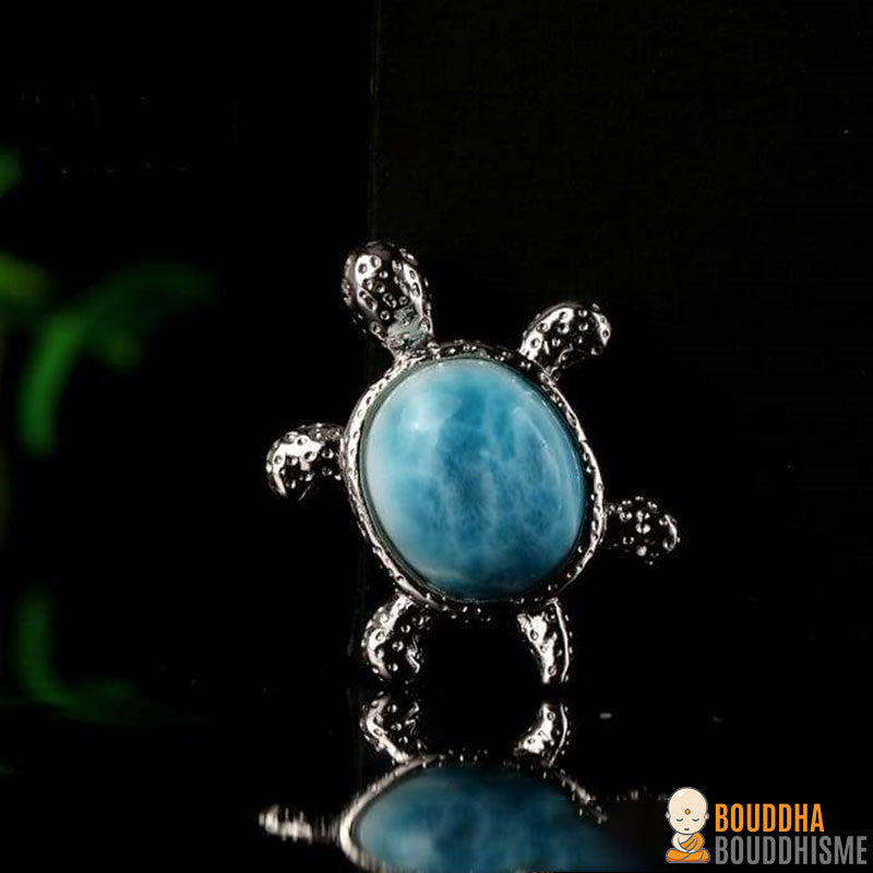 Pendentif "Tortue des Atlantes" en Larimar et Argent 925