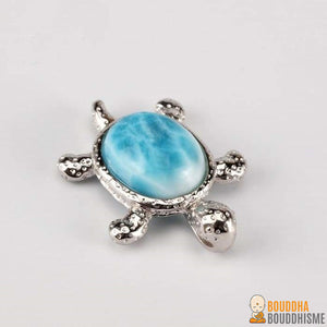 Pendentif "Tortue des Atlantes" en Larimar et Argent 925