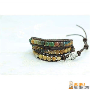 Bracelet Wrap "Lâcher Prise" en Agate Indienne et Jaspe Paysage