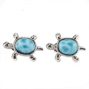 Boucles d'Oreilles "Tortue des Atlantes" en Larimar