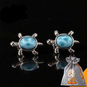 Boucles d'Oreilles "Tortue des Atlantes" en Larimar