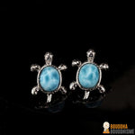 Boucles d'Oreilles "Tortue des Atlantes" en Larimar