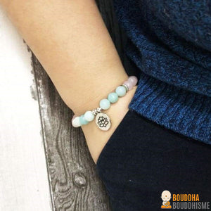 Bracelet "Amour et Calme intérieur" en Quartz Rose et Amazonite - 3 pendentifs disponibles