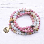 Bracelet Mala "Océan" en Amazonite & Rhodochrosite