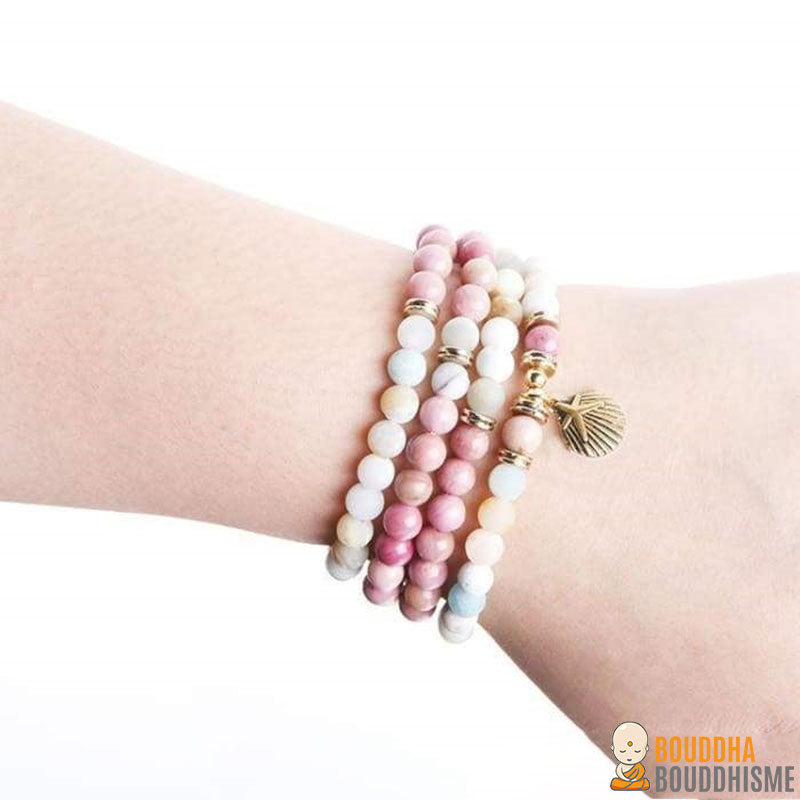 Bracelet Mala "Océan" en Amazonite & Rhodochrosite