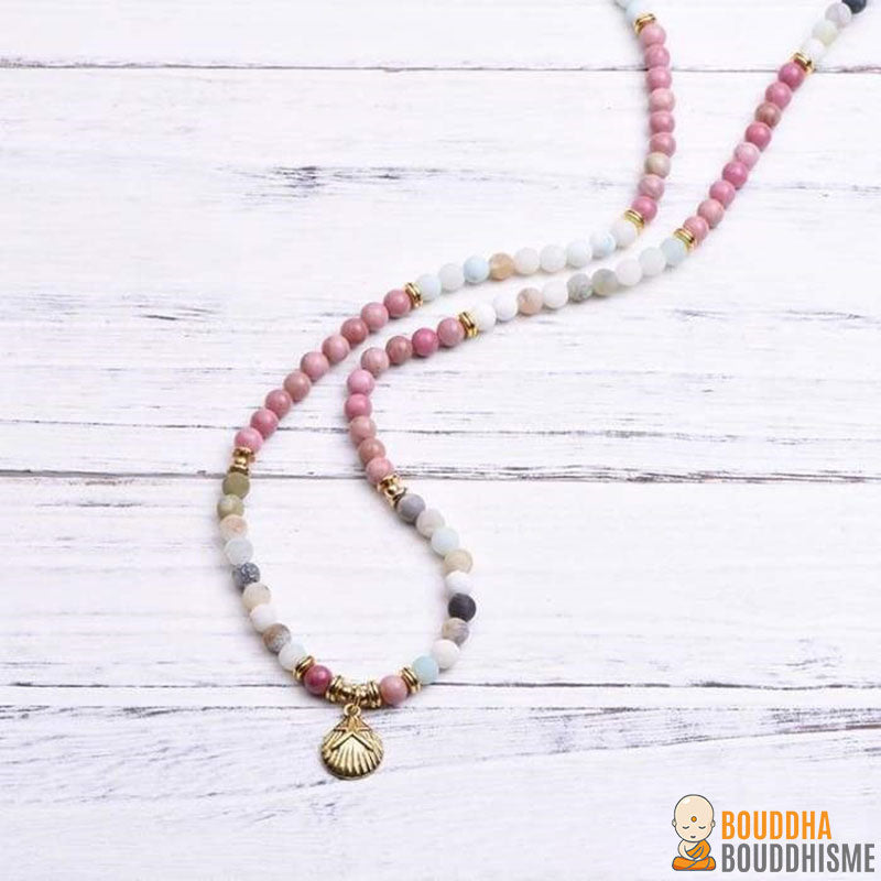 Bracelet Mala "Océan" en Amazonite & Rhodochrosite