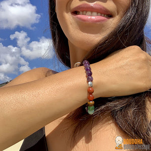 Bracelet 7 Chakras "Intuition" en Améthyste (Nouvelle Version 2019)