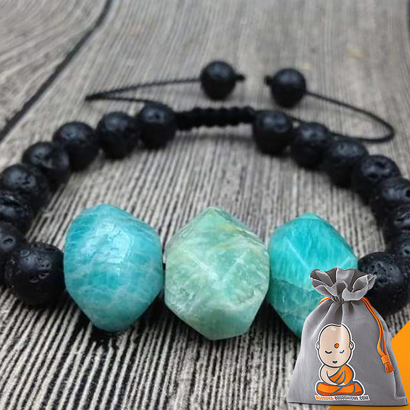 Bracelet "Ancrage et Paix Intérieure" en Amazonite et Pierre de Lave