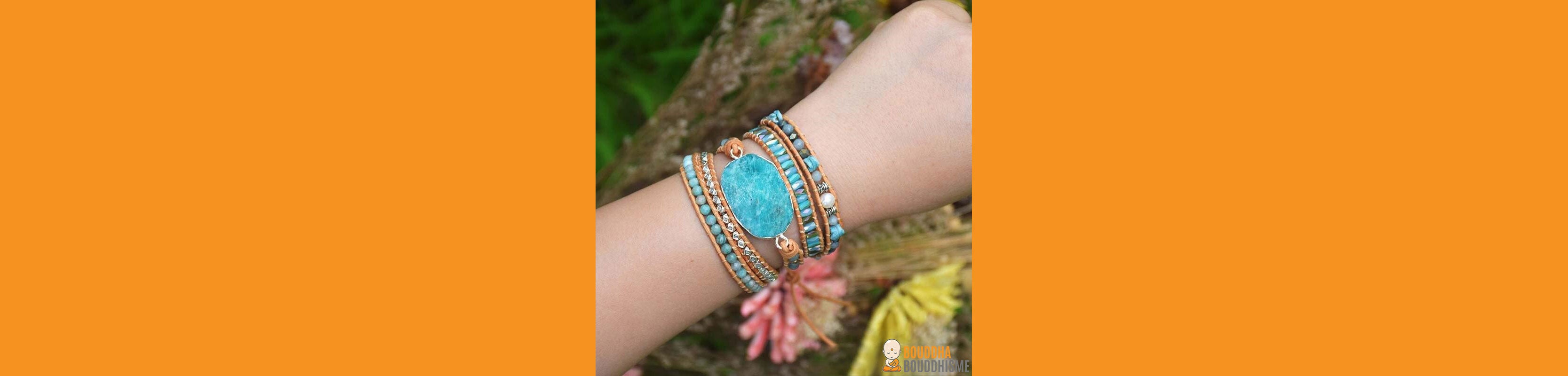 Bracelet Wrap "Esprit de l'Eau" en Amazonite