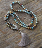 Collier Mala Pompon en Amazonite Naturelle