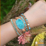 Bracelet Wrap "Esprit de l'Eau" en Amazonite