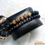 Double Bracelet "Ancrage & Equilibre" en Agate et Hématite