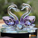 Couple de Cygnes "Amour" en Cristal - 6 couleurs disponibles