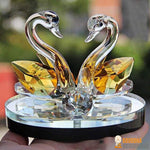 Couple de Cygnes "Amour" en Cristal - 6 couleurs disponibles