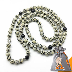 Bracelet Mala Bouddha "Harmonie des Emotions" en Jaspe Dalmatien