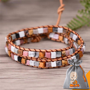 Bracelet Wrap "Bohème" en Pierres Naturelles - 6 couleurs disponibles