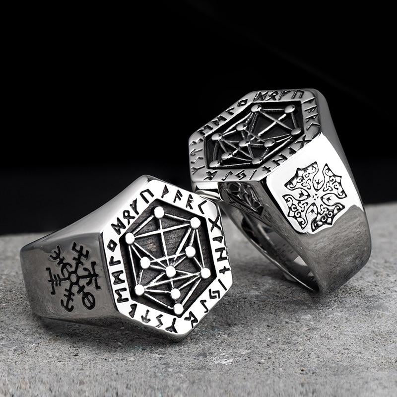 Bague "Runes & Viking" en Acier Inoxydable