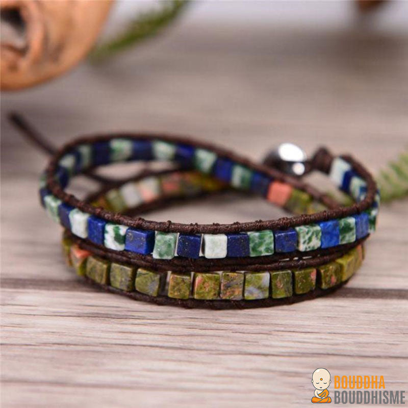 Bracelet Wrap "Bohème" en Pierres Naturelles - 6 couleurs disponibles