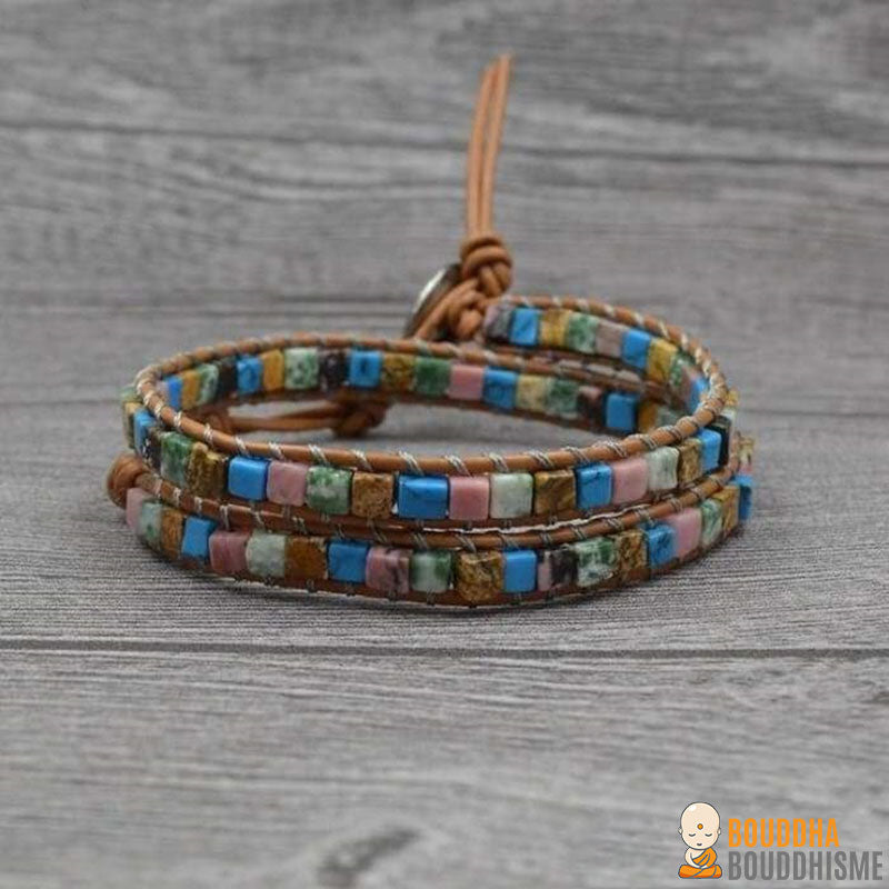 Bracelet Wrap "Bohème" en Pierres Naturelles - 6 couleurs disponibles