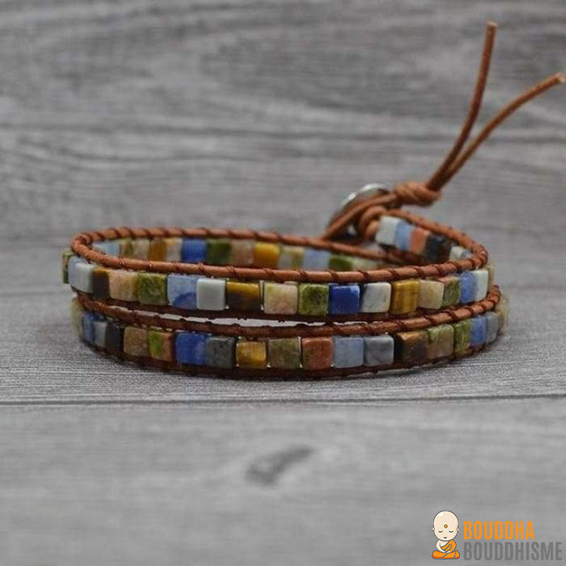 Bracelet Wrap "Bohème" en Pierres Naturelles - 6 couleurs disponibles