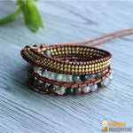 Bracelet Wrap "Energie Lumineuse" en Agate Indienne