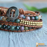 Bracelet Wrap "Energie Lumineuse" en Agate Indienne