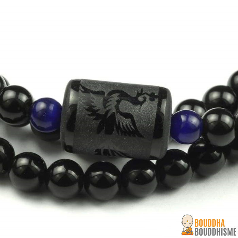 Bracelets "Force de l'Amour" Phoenix et Dragon en Obsidienne Arc-en-Ciel