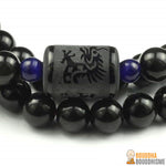 Bracelets "Force de l'Amour" Phoenix et Dragon en Obsidienne Arc-en-Ciel