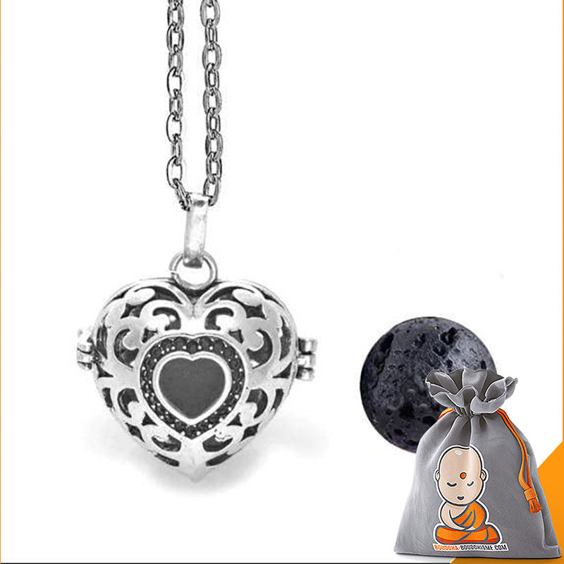 Pendentif "Symbole Sacré et Pierre de Lave" Diffuseur d'Huile Essentielle - 7 symboles disponibles