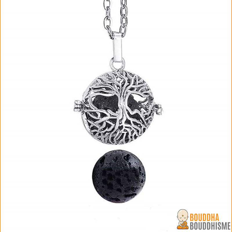 Pendentif "Symbole Sacré et Pierre de Lave" Diffuseur d'Huile Essentielle - 7 symboles disponibles