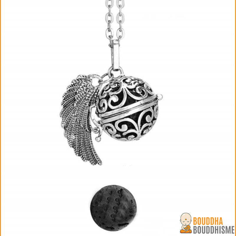 Pendentif "Symbole Sacré et Pierre de Lave" Diffuseur d'Huile Essentielle - 7 symboles disponibles