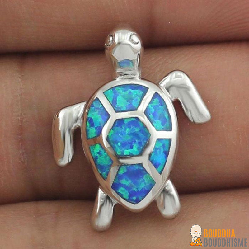 Collier et Pendentif "Tortue" en Opaline