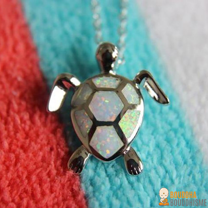 Collier et Pendentif "Tortue" en Opaline