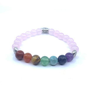 Bracelet 7 Chakras "Amour" en Quartz Rose (Nouvelle Version 2019)