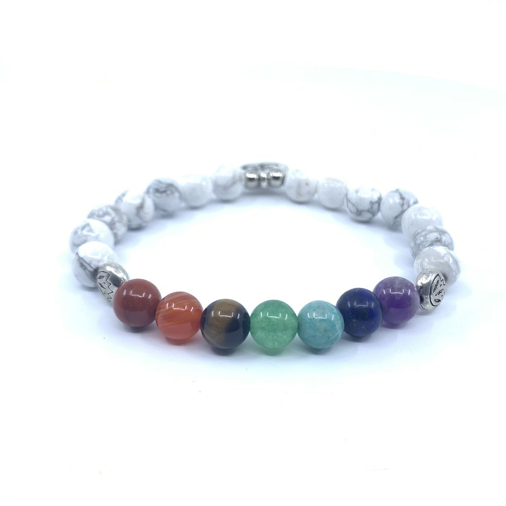 Bracelet 7 Chakras "Sagesse" en Howlite Blanche (Nouvelle Version 2019)