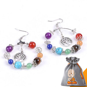 Boucles d'Oreilles "7 Chakras et Arbre de Vie"