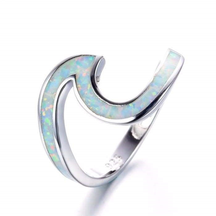 Bague "Vague" en Opaline et Argent 925