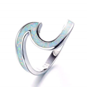 Bague "Vague" en Opaline et Argent 925