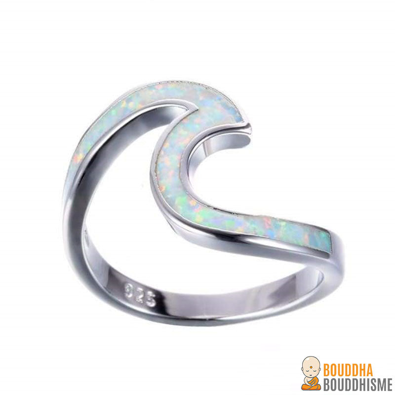 Bague "Vague" en Opaline et Argent 925