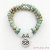 Bracelet Mala Double "Compassion" en Jaspe Aqua Terra et Jade Blanc