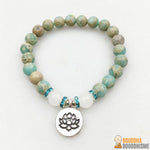 Bracelet Mala Double "Compassion" en Jaspe Aqua Terra et Jade Blanc