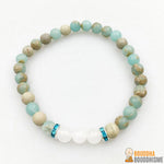 Bracelet Mala Double "Compassion" en Jaspe Aqua Terra et Jade Blanc