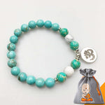 Bracelet Mala "Sagesse Pure" en Jaspe Océan et Turquoise