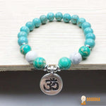 Bracelet Mala "Sagesse Pure" en Jaspe Océan et Turquoise