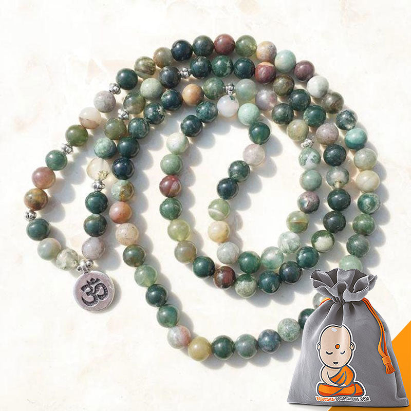 Bracelet Mala "Chanceuse" de 108 perles en Agate Indienne